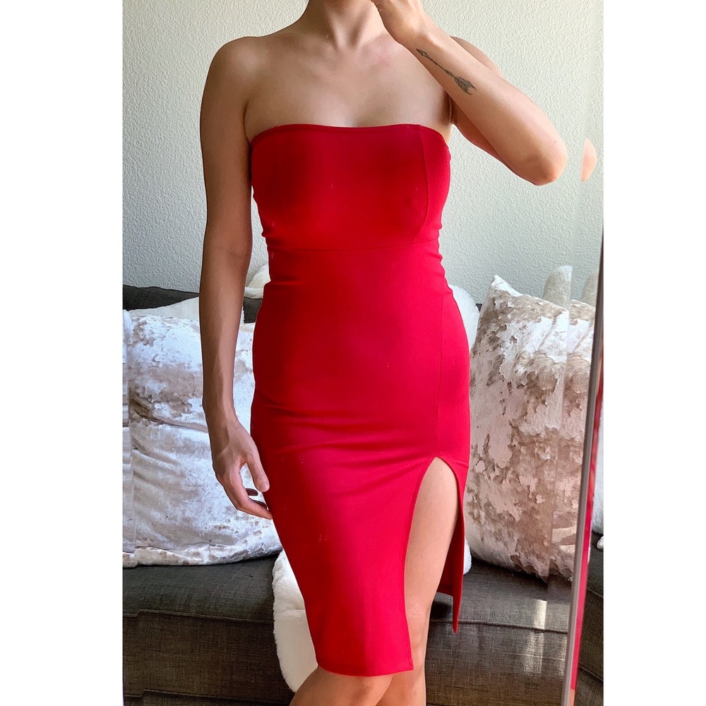 NWT F21 Red Slit Knit Dress